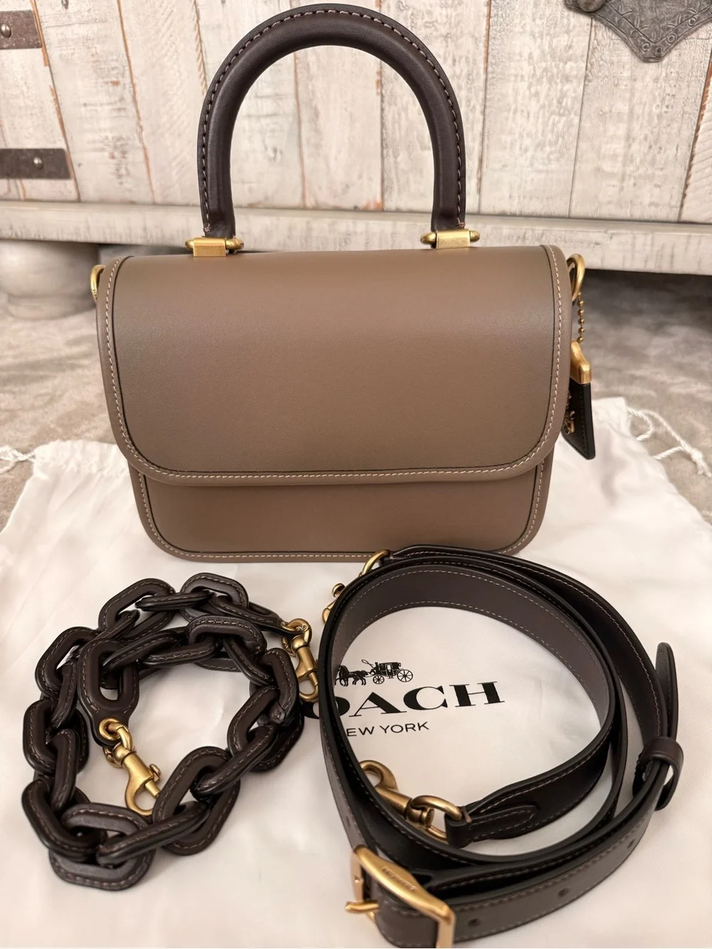 Coach ROGUE TOP HANDLE IN COLORBLOCK Dark Stone - Maylasia Release
